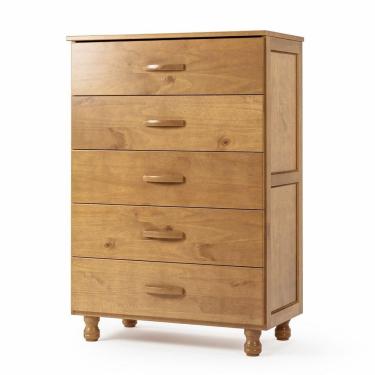 Imagem de Cômoda 5 Gavetas 100% Madeira Rústica Pandora Carvalho