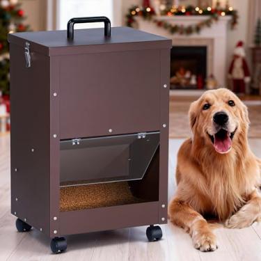 Imagem de Alimentador automático para cães de raças grandes, ao ar livre, 20,4 kg, dispensador de ração para cães grandes, autoalimentação, metal galvanizado, para cães de estimação, ração gravitacional com