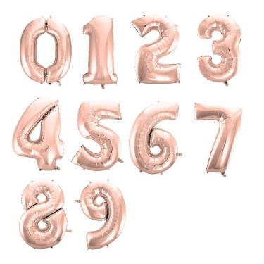 Imagem de Balão Metalizado Número Rose Gold - 70cm Modelo 8