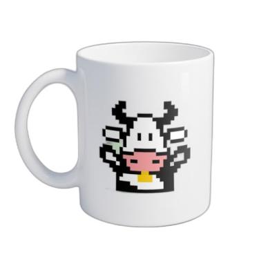 Imagem de Caneca Xícara de Café Porcelana 300ml Desenho Pixel Vaca