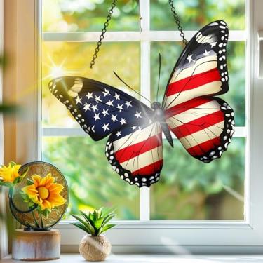 Imagem de Apanhador solar de acrílico colorido, apanhadores de sol, bandeira nacional, decoração de janela pendurada, arte de parede de arco-íris, para varanda, interior e exterior, jardim, enfeites de Natal