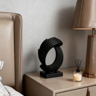 Imagem de AWNR Escultura abstrata dourada para decoração de casa - detalhes de decoração de casa para mesa de cabeceira, prateleiras, sala de jantar, mesa de entrada, escritório, acessórios de mesa (preto D)