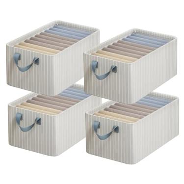 Imagem de Organizador de roupas de armário 4 peças, à prova de poeira, cestos de armazenamento resistentes, caixas de armazenamento de 26 L, recipientes dobráveis para prateleiras, tábuas de suporte de lixo