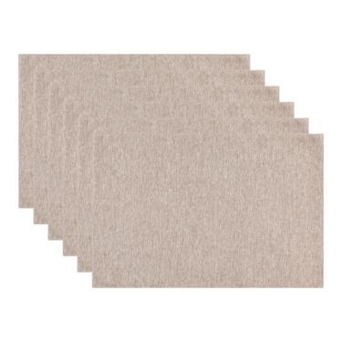 Imagem de Generic Jogo americano conjunto de 6 jogos americanos de poliéster para decoração de mesa de jantar de cozinha, tapete de mesa resistente ao calor, 45 x 30 cm, cáqui