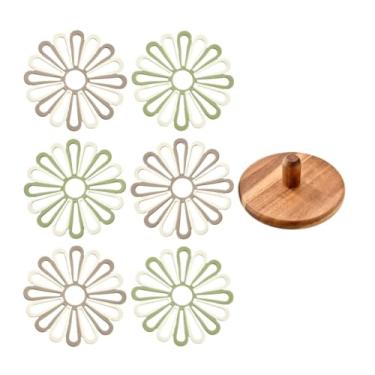 Imagem de 6 peças, jogo americano de silicone, multifuncional, impermeável, lavável, isolamento térmico, tapete para copos, para mesa de jantar, acessórios de cozinha, ideal para uso na cozinha de jantar