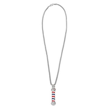 Imagem de Yinhing Colar de Barbeiro Com Pingente de Liga para Barbeiro, Luz de Giro, Decoração Elegante e Moderna para Indivíduos e Salões de Beleza (Prata)