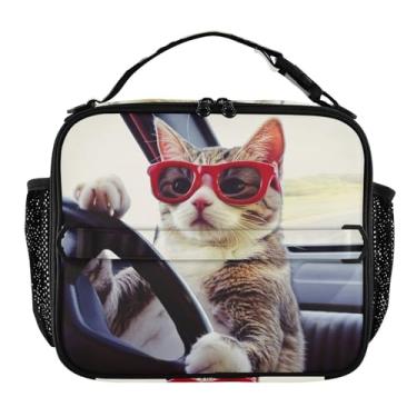 Imagem de Lancheira divertida para motoristas de gatos para mulheres, meninas, lancheira com alça de ombro, lancheira masculina e infantil para trabalho e meninos, bolsa térmica fofa