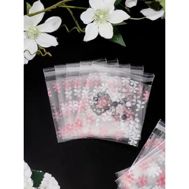 Imagem de 100 unidades de sacos de autovedação de flores, sacos translúcidos de OPP para presente de festa, presente de padaria, doces, biscoitos, chocolate, lembrancinhas de festa de verão, embalagem para