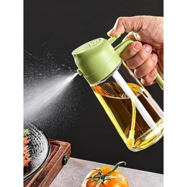 Imagem de Pulverizador de azeite de oliva de vidro com tampa dupla de spray e dispensador de cozinha sem vazamento