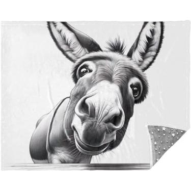 Imagem de TSENQUE Cobertor fofo com estampa engraçada de burro para cama escritório presentes de viagem 177,8 cm x 139,7 cm cobertor fofo divertido