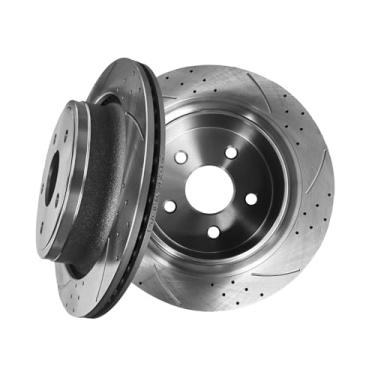 Imagem de PM Auto Rotores de freio perfurados traseiros para 2011-2018 RAM 1500, 2002-2010 Dodge RAM 1500, 2019-2022 RAM 1500 Classic, Dodge Durango 2004-2009, Chrysler Aspen 2007-2009, Rotores de freio de