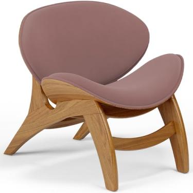 Imagem de Poltrona Decorativa Orgânica Sala Living Kadosh L02 Suede Rosê - Lyam Decor