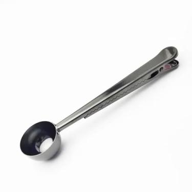 Imagem de 1 peça 2 em 1 clipe de vedação de colher de café de aço inoxidável prata acessórios de cozinha receptor de café decoração de tigela de café (preto)