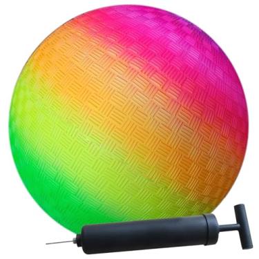 Imagem de AppleRound 10-inch Playground Ball with Air Pump - Dodgeball, Handball, Kick Ball for Camps and Schools, Rainbow Color