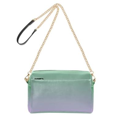 Imagem de Joitme Bolsa tiracolo feminina bolsa para celular linda trevo verde malva gradiente couro PU bolsa de ombro alça de corrente