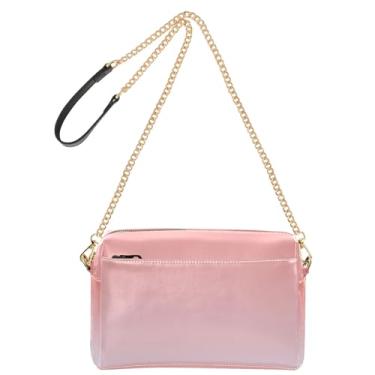Imagem de Joitme Bolsa feminina rosa coral lavanda gradiente bolsa tiracolo bolsa para celular bolsa de ombro de couro PU com alça de corrente