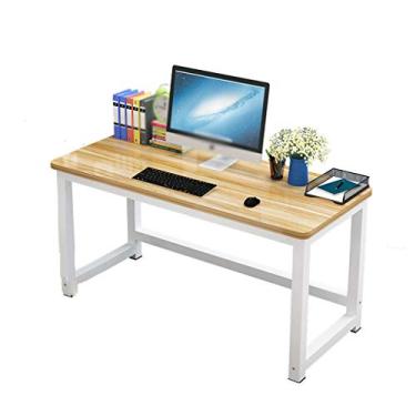 Imagem de Mesa de computador, mesa de escritório moderna e resistente para estudo, mesa de jogos, estação de trabalho para PC, madeira e metal, natural. (marrom 100 x 60 cm)