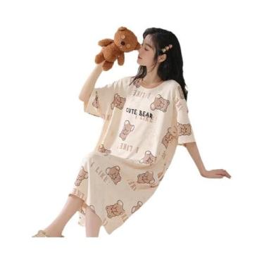 Imagem de Camisola De Verão Estilo Fofo Para Mulheres plus Size Em Seda Gelada C