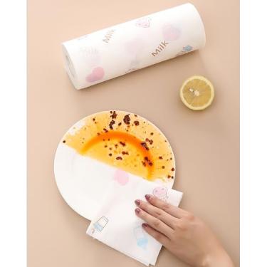 Imagem de Toalhas de papel de cozinha, toalhas de limpeza descartáveis, toalhas de limpeza para cozinha doméstica, 1 rolo (50 folhas no total)