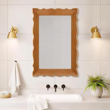 Imagem de Besdomus Espelho emoldurado de madeira de fazenda: espelho de parede de banheiro de madeira de 76.2 cm x 50.8 cm - pendurado vertical ou horizontal para banheiro/penteadeira/entrada - ideal para