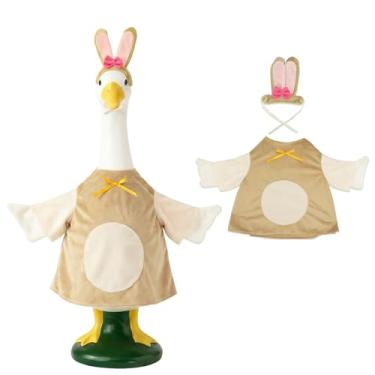 Imagem de On-Airstore Roupa de coelhinho da páscoa ganso para varanda roupas de orelha de coelho de primavera para jardim de 58,4 cm de altura, gramado de ganso de concreto, roupas de gansos bobos para fantasia