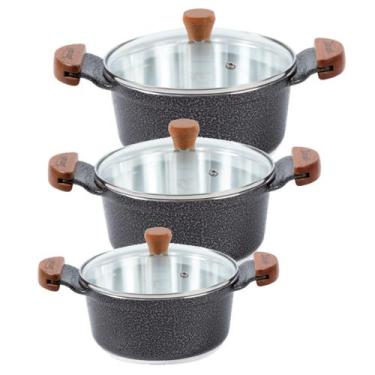 Imagem de Jogo Panela Preto Craqueado Alumínio Usinado Javali AM 26a30