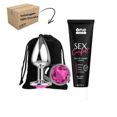 Imagem de Kit Plug Anal Tamanho G E Gel Lubrificante Anal Sex Comfort - One Sex