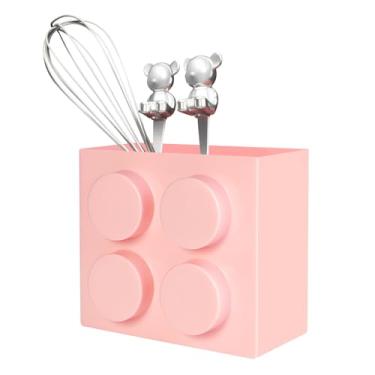 Imagem de DAECHAO Organizador magnético de cesta para geladeira – caixa de armazenamento de plástico ABS estilo Lego, design sem furadeira para balcão de cozinha, micro-ondas e quadro branco, comporta até 1,6