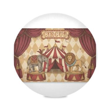 Imagem de Wassud Jogo americano padrão circo tapetes de mesa redondos para cozinha e jantar tapetes laváveis resistentes ao calor decoração de mesa 39 cm