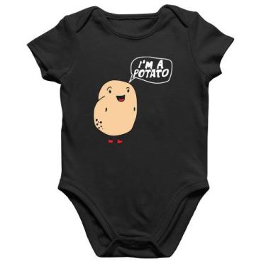 Imagem de Body Bebê Algodão I'm A Potato - Foca na Moda, Preto, P