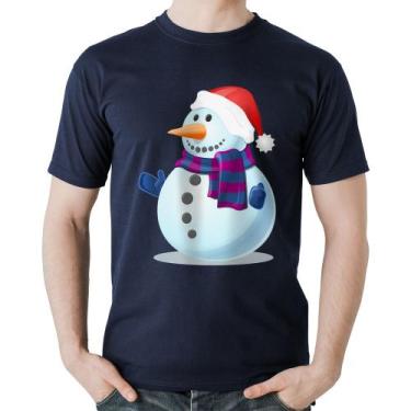 Imagem de Camiseta Algodão Boneco de neve - Foca na Moda, Marinho, GG