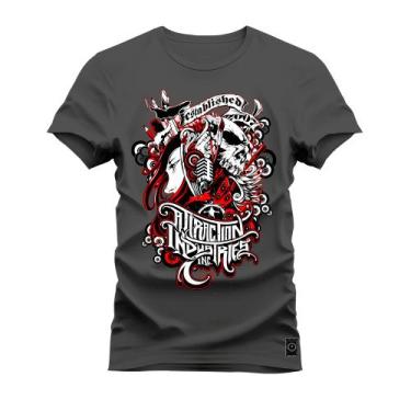 Imagem de Camiseta Plus Size Algodão 30.1 Premium Estampada Rock Festable, G1, G