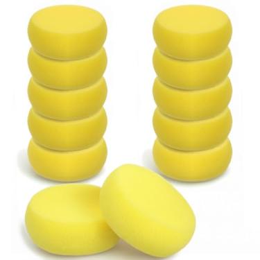 Imagem de Esponja de pintura redonda de 12 peças, esponjas amarelas de artista de 7,6 cm, esponjas de cerâmica, esponja de argila para pintura, cera de carro, lavagem de pratos e cuidados com cerâmica