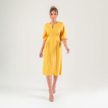 Imagem de Vestido susie midi manga 3/4 feminino - Susie Modas, Amarelo, P, 10 un