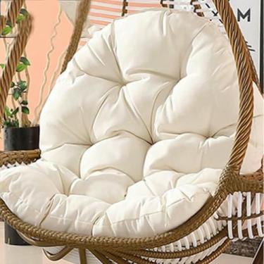 Imagem de Almofada para cadeira suspensa em formato de ovo de vime, almofada de substituição para cadeira de rede suspensa, almofadas grossas e impermeáveis ​​para cadeira suspensa em formato de ovo.