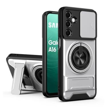Imagem de SORAKA Capa para Samsung Galaxy A16 5G com suporte,proteção de lente com janela e capa dupla de PC e TPU compatível com suporte magnético para carro