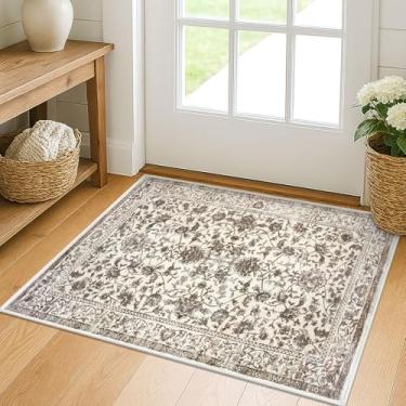 Imagem de KILOCOCO Tapete de entrada 5 x 7 cm tapete de cozinha vintage floral tapete lavável antiderrapante tapete interno tapete de banheiro tapete de entrada pequeno para lavanderia quarto entrada tapete,