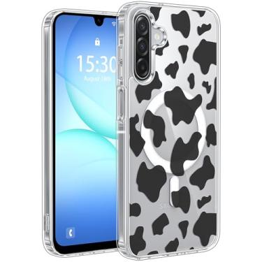 Imagem de Jkvare Capa para Samsung Galaxy A17 compatível com MagSafe, capa protetora magnética sem fio com padrão estético cristalino para mulheres e meninas - estampa de vaca