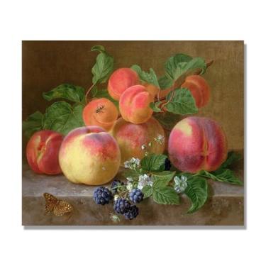 Imagem de NHLDZYH Tela vintage de frutas mortas, impressão de estilo de pintura a óleo vintage, decoração de jantar de fazenda rural. A10. 50 x 60 cm. Somente tela