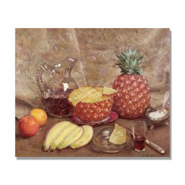 Imagem de NHLDZYH Tela vintage de frutas mortas, impressão de estilo de pintura a óleo vintage, decoração de jantar de fazenda rural. A13. 60 x 72 cm. Somente tela
