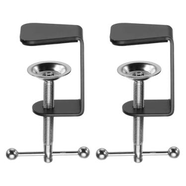 Imagem de HARFINGTON 2 peças de montagem de grampo de mesa de metal, furo de 5 cm de diâmetro, suporte universal em cantilever com parafuso ajustável, alça esférica de aço sem moldura para microfone, lâmpada