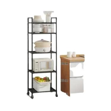 Imagem de Prateleira De Armazenamento Metálica Móvel Com Rodas, Organizador De A