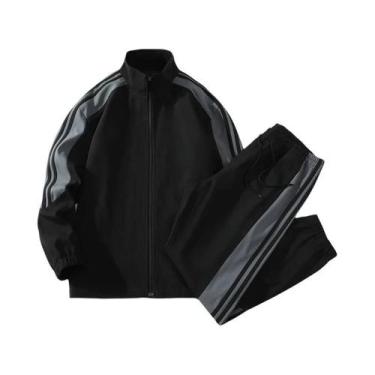 Imagem de Conjunto De Roupas Esportivas Masculinas De Manga Longa 2 Peças Com Zí