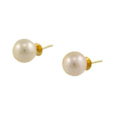 Imagem de Brinco Feminino Pérola Natural 8 Mm Ouro 18k 750 Certificado - JOIE JO