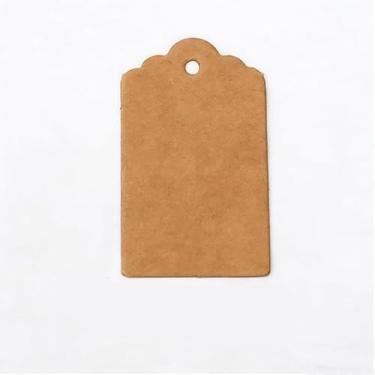 Imagem de 100 etiquetas de presente em branco – etiquetas para pendurar em cartolina kraft e branco com orifício pré-perfurado para embrulho de presente, casamento, lembrancinhas de festa e artesanato DIY (5 x