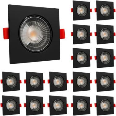 Imagem de Kit 15 Spot Led Quadrado 5W Branco Quente 3000K Preto - Luz Aconchegan