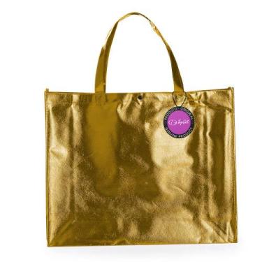 Imagem de Sacola Ecobag em TNT Premium Metalizado 40x50cm Rivera TopGet, Dourado