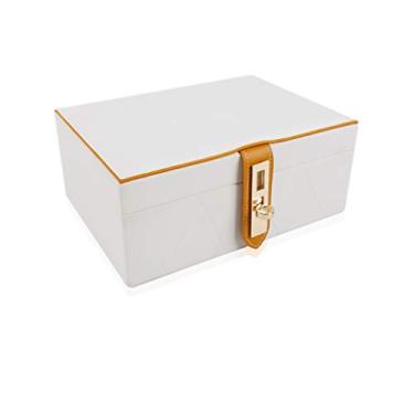 Imagem de U5GAAALPPQ9 Caixa de joias espelhada organizador de 2 camadas suporte de armazenamento de joias estojo de viagem anéis de armazenamento brincos suporte de anel de armazenamento (cor: preto) (branco)