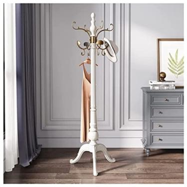 Imagem de SLGGPJBU Cabideiro de chão, economiza espaço, suporte resistente para sala de estar, quarto, poste único, prateleira vertical para armazenar casacos, jaquetas, entrada, suporte de roupas