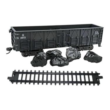Imagem de JWQFBC Conjunto de Acessórios para Ferromodelismo em Escala 1:75, Miniatura de Carro Artesanal para Festa de Mesa com Trilhos, Conjunto Ferroviário para, Vagão Aberto Preto, Tamanho real